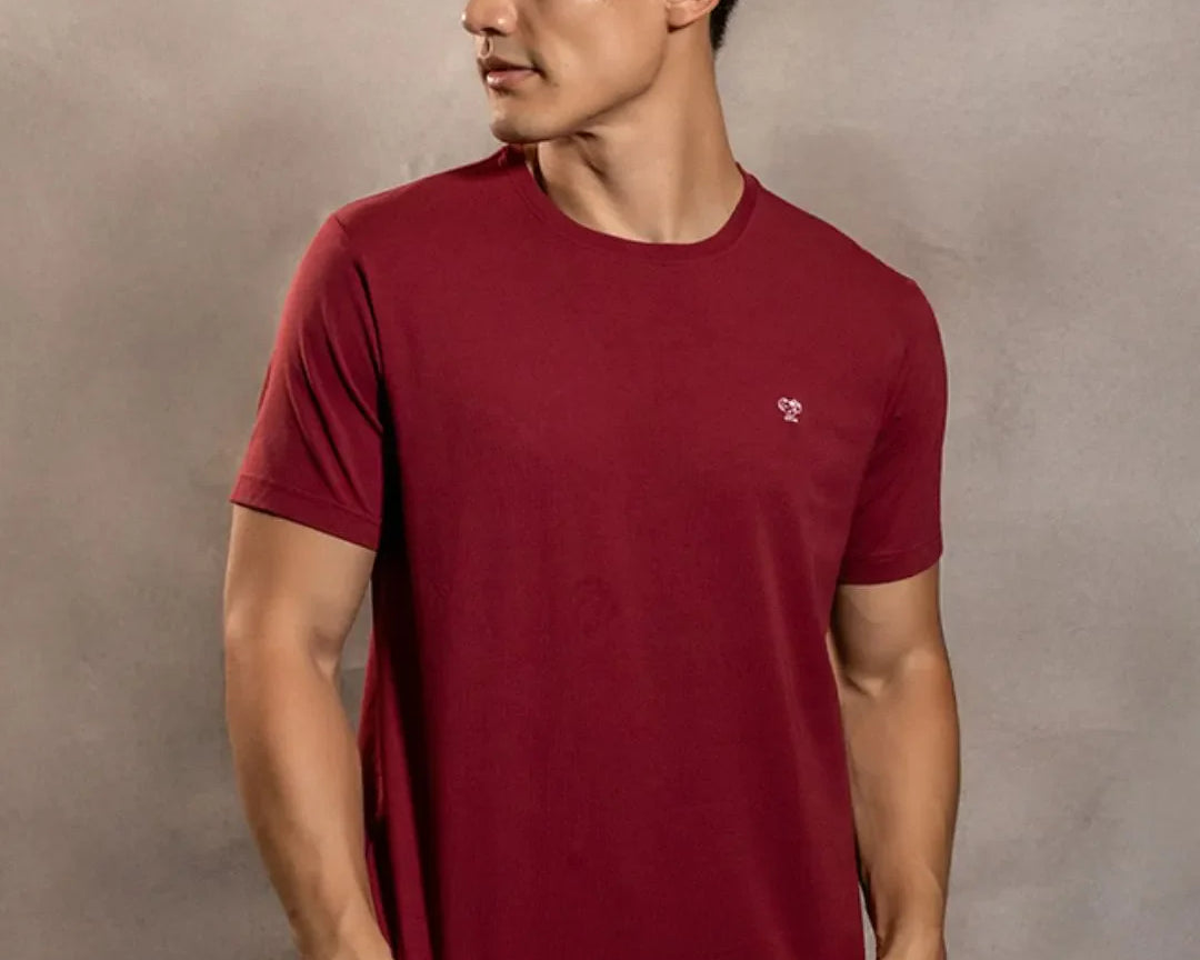 Camiseta antimanchas Vinotinto para hombre marca DANTE tallaje regular fit foto modelo2