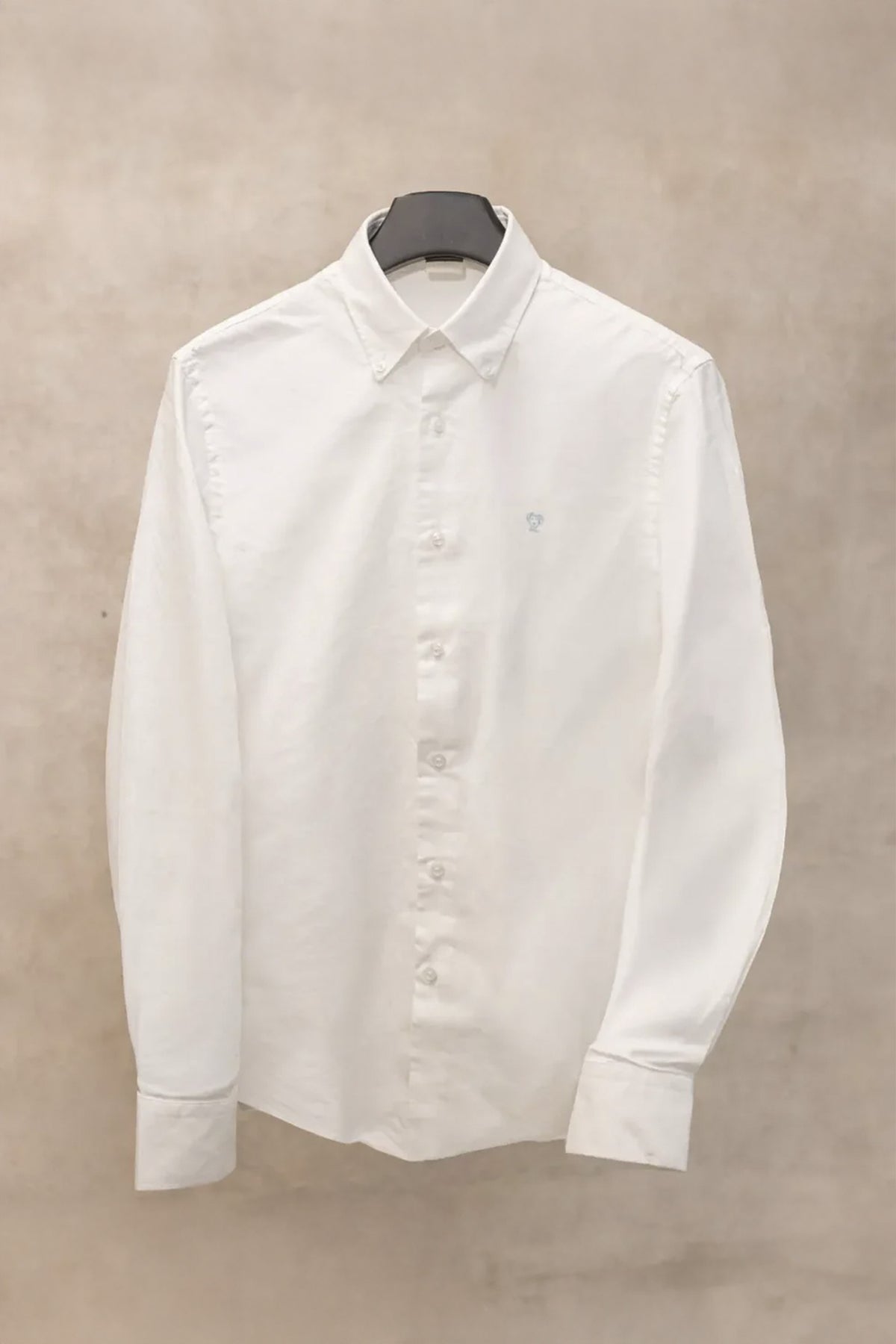 Camisa Antimanchas Oxford Blanco Logo Azul Medio