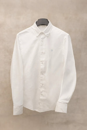 Camisa Antimanchas Oxford Blanco Logo Azul Medio
