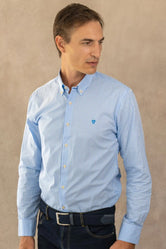 Camisa Antimanchas Popelina Rayas Azul Yale
