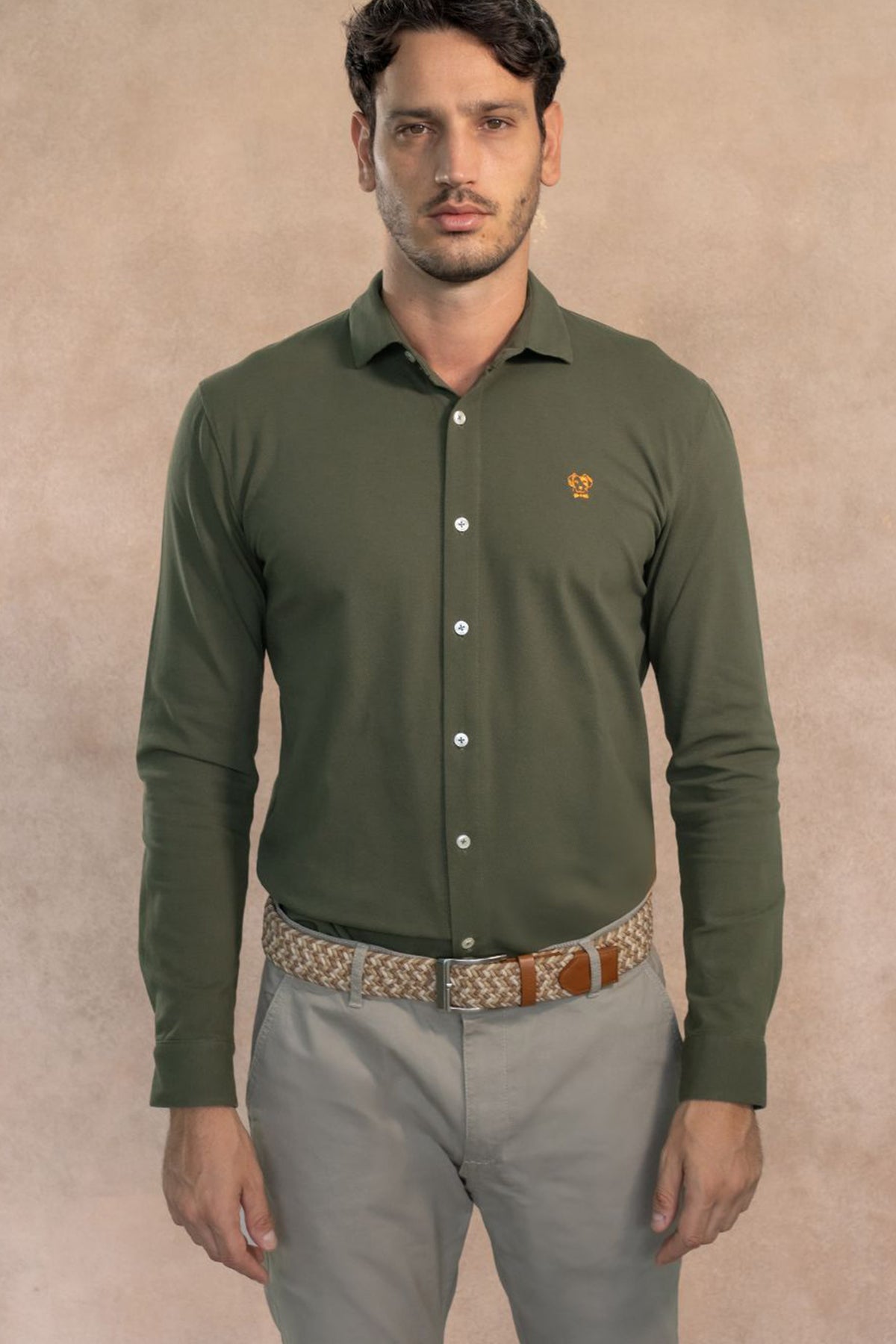 Camisa Antimanchas Piqué Verde Militar