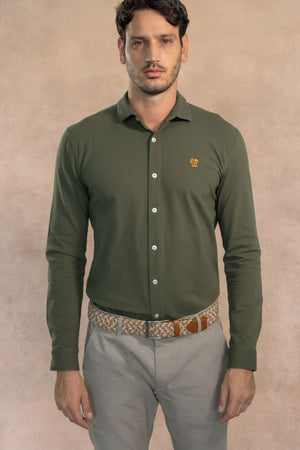 Camisa Antimanchas Piqué Verde Militar