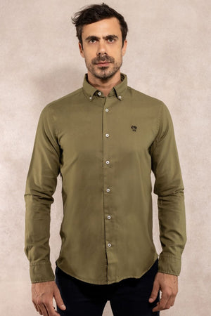 Camisa Antimanchas Oxford Verde Militar - Talla Regular