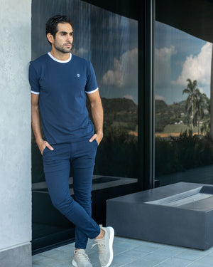camiseta antimanchas azul para hombre de DANTE